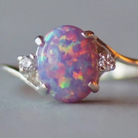 Silver Cute Opal CZ ring - Picture 4 of 5